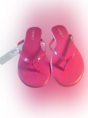 Esprit Women's Hot Pink Patent Flip Flop Sandals, 8M